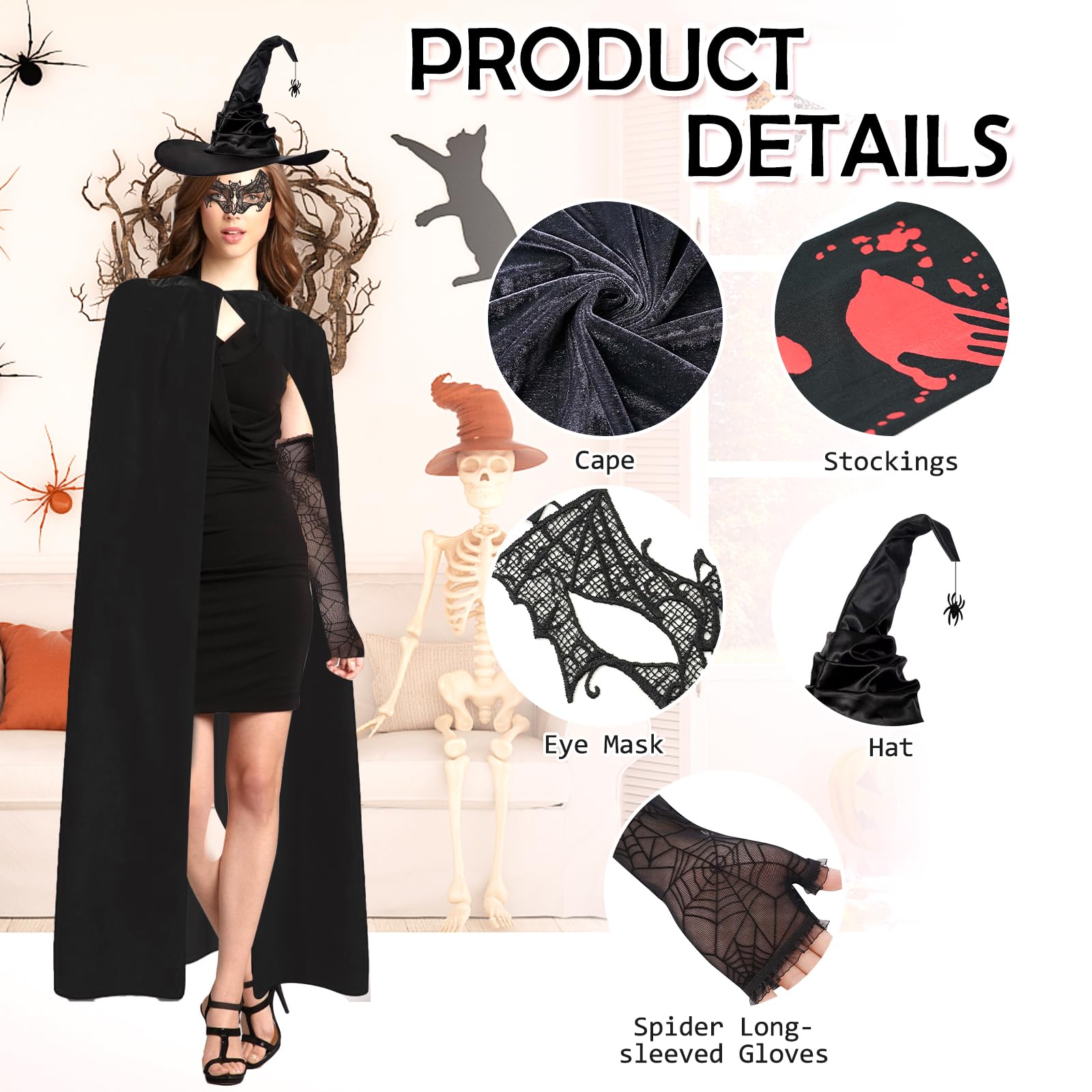 NebulaGlam Devil Halloween Costume Set, Halloween Women's Devil Vampire Costume Set including Premium Accessories - Image 3