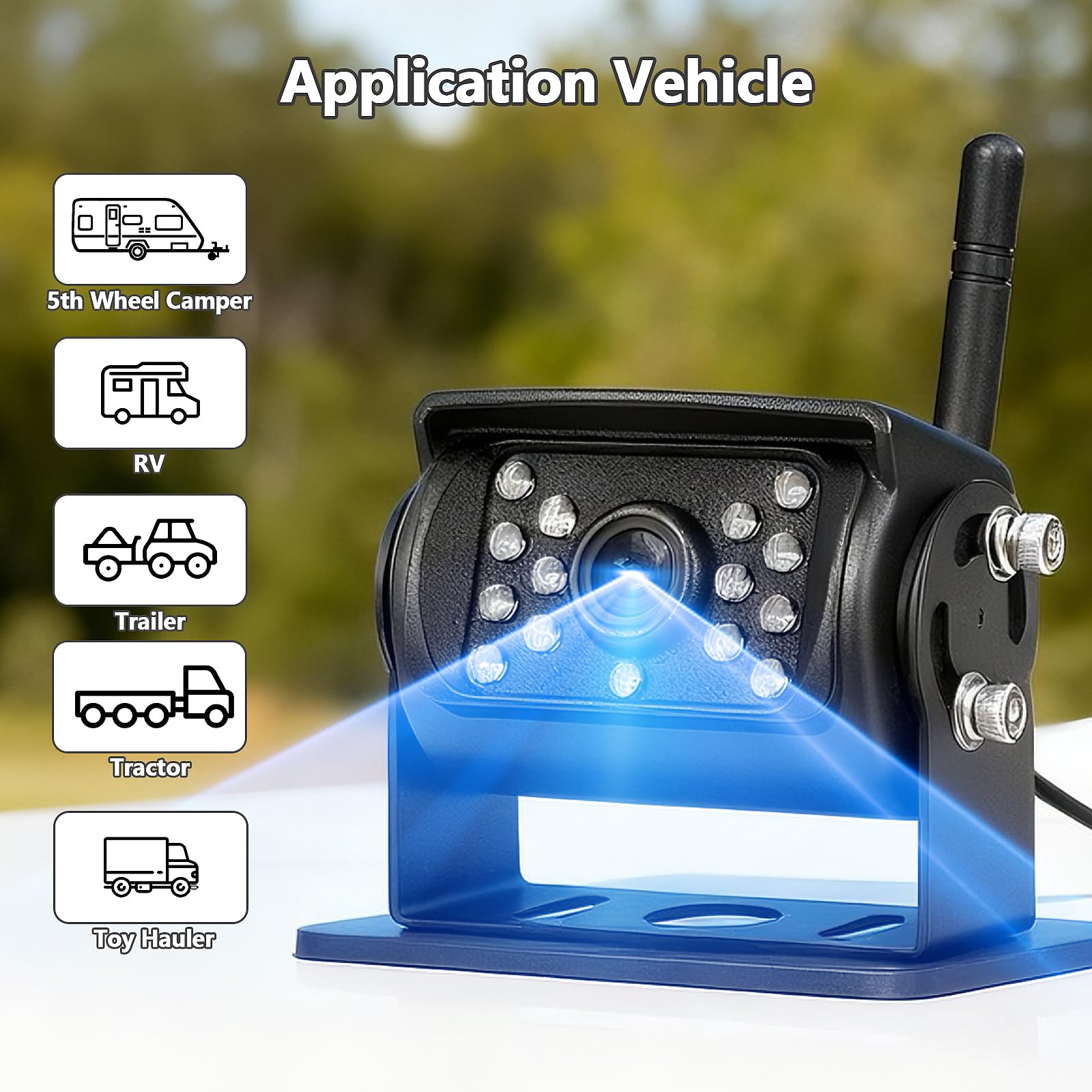 Digitales Rückfahrkamera Set VASTEND 7'' Rückfahrkamera Funk Kabellos mit 14 Infrarot LEDs, IP69 Wasserdicht LKW Kamera Kabellos, Klares Bild für Transporter, Wohnmobile, Wohnwagen, Camper(VE-7C)