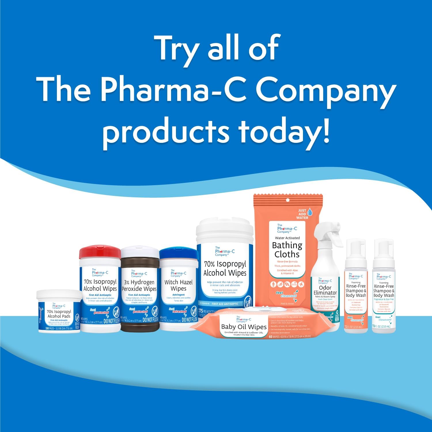 The Pharma-C Company -70% Isopropyl Alcohol Wipes [6 pack - 40ct Canisters] - Bulk IPA First Aid Antiseptic Wound Cleaner with Moisture Lock Lid. For minor cuts, scrapes, and burns.