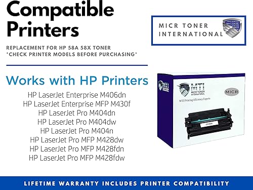 Miniatura 2 de MTI 58X MICR OEM modificado de alto rendimiento HP 58X CF258X | HP LJ Pro M404 M404n M404dn M404dw MFP M428 M428fdw M428fdn M428dw | Cartucho de
