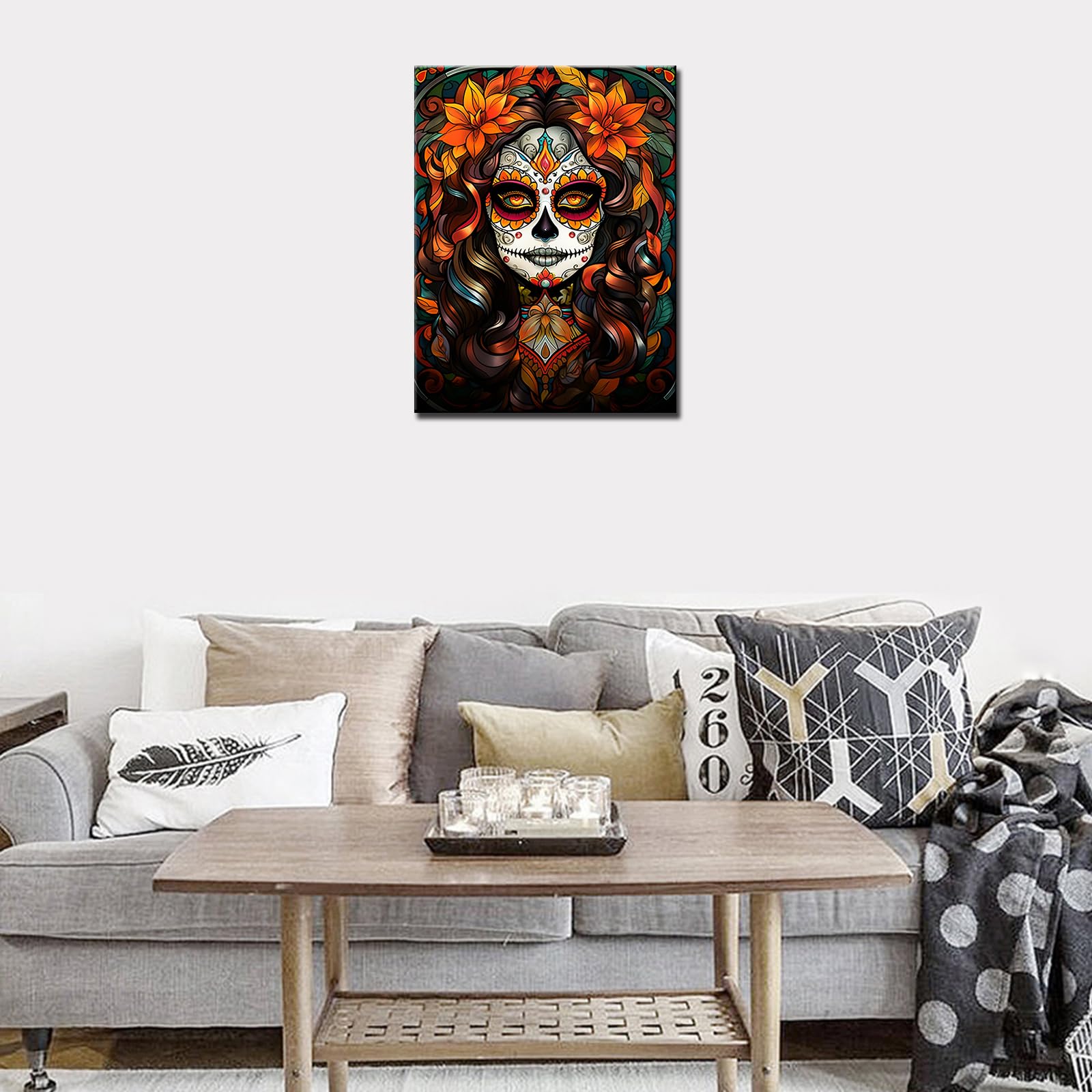 MOER SKY Diamond Painting Kit - 5D Full Drill Sugar Skull Victorian Girl, 12x16 Inch DIY Wall Art