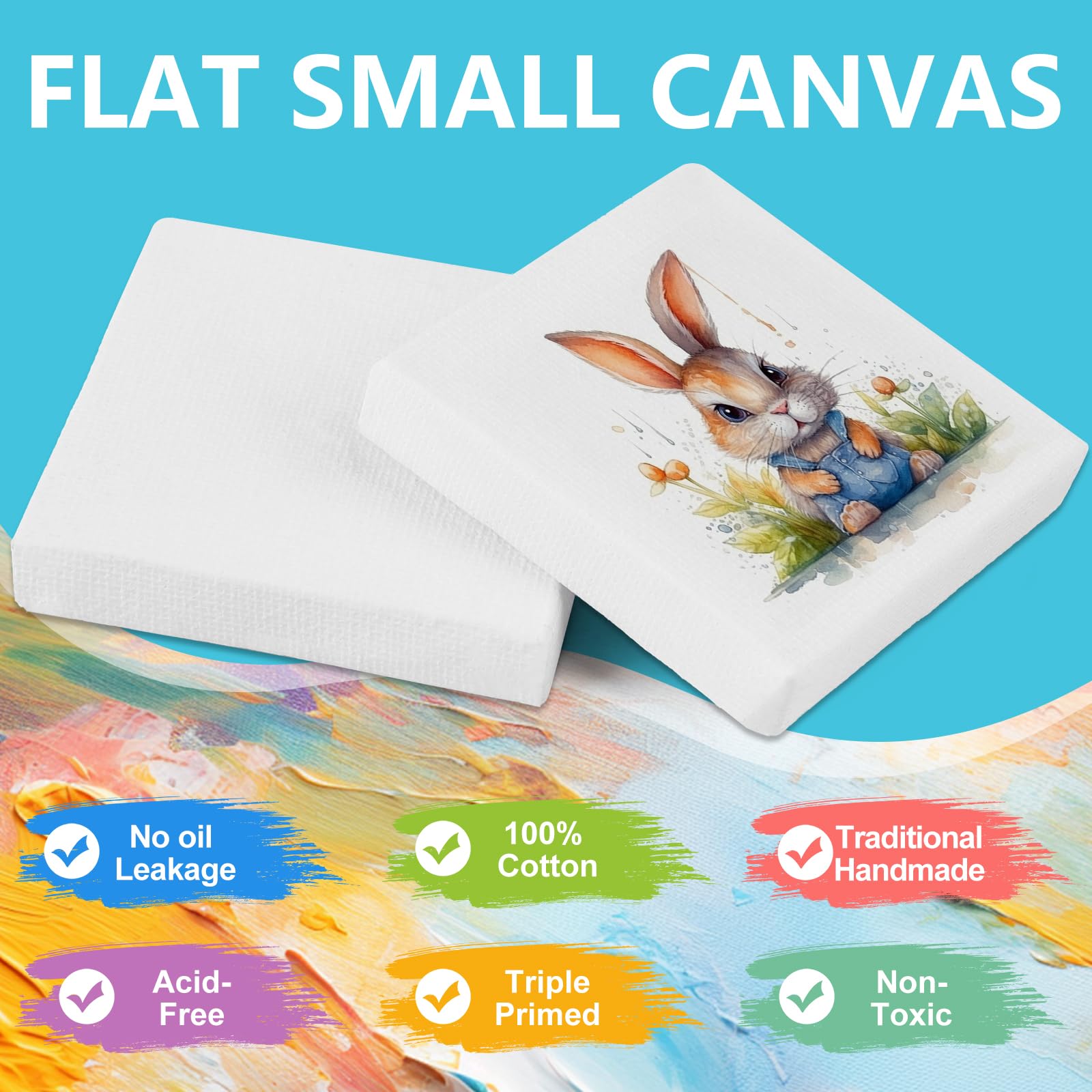 ESRICH Mini-Leinwand, 24 Stück, 5,1 x 5,1 cm, 1,27 cm Profil, grundierte Leinwände zum Malen, Baumwolle, kleine, professionelle gespannte Leinwand für Kinder und Kunstbedarf.
