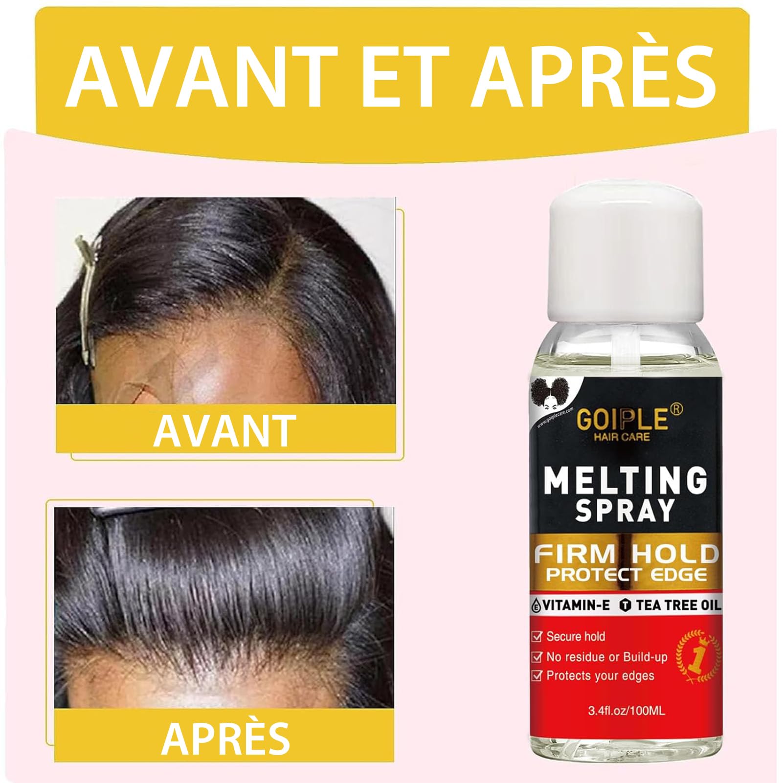 Sans Colle Lace Melting Spray For Wigs, 3.4 Fl Oz - Melting Spray Wig Spritz Spray Lace Protège Le Cuir Chevelu, Améliore La Tenue, Formule Naturelle