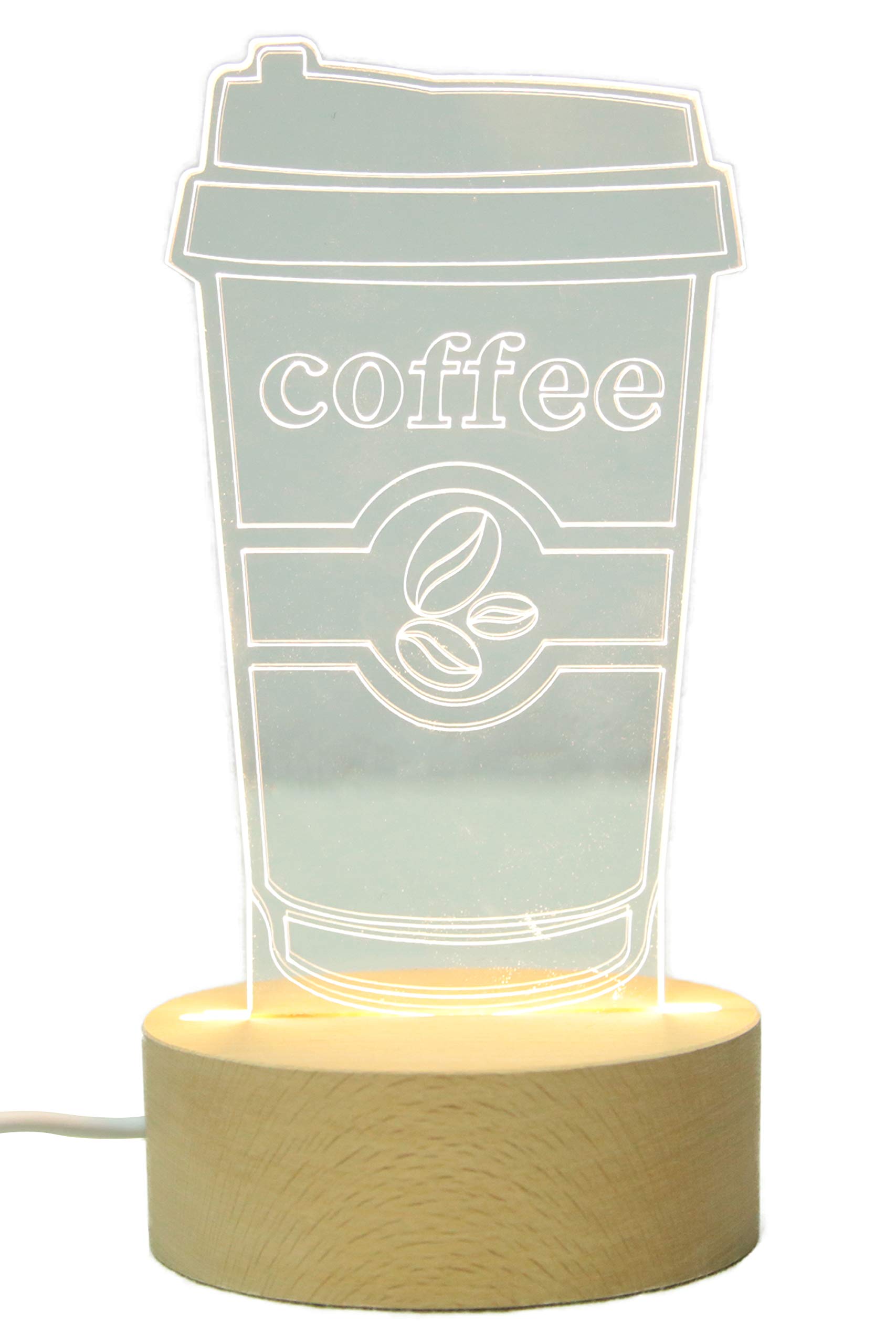 Innerest Night Light for Kids Room Decor 3D Optical Illusion Lamp Cute Bedside Table Lamp (Coffee)