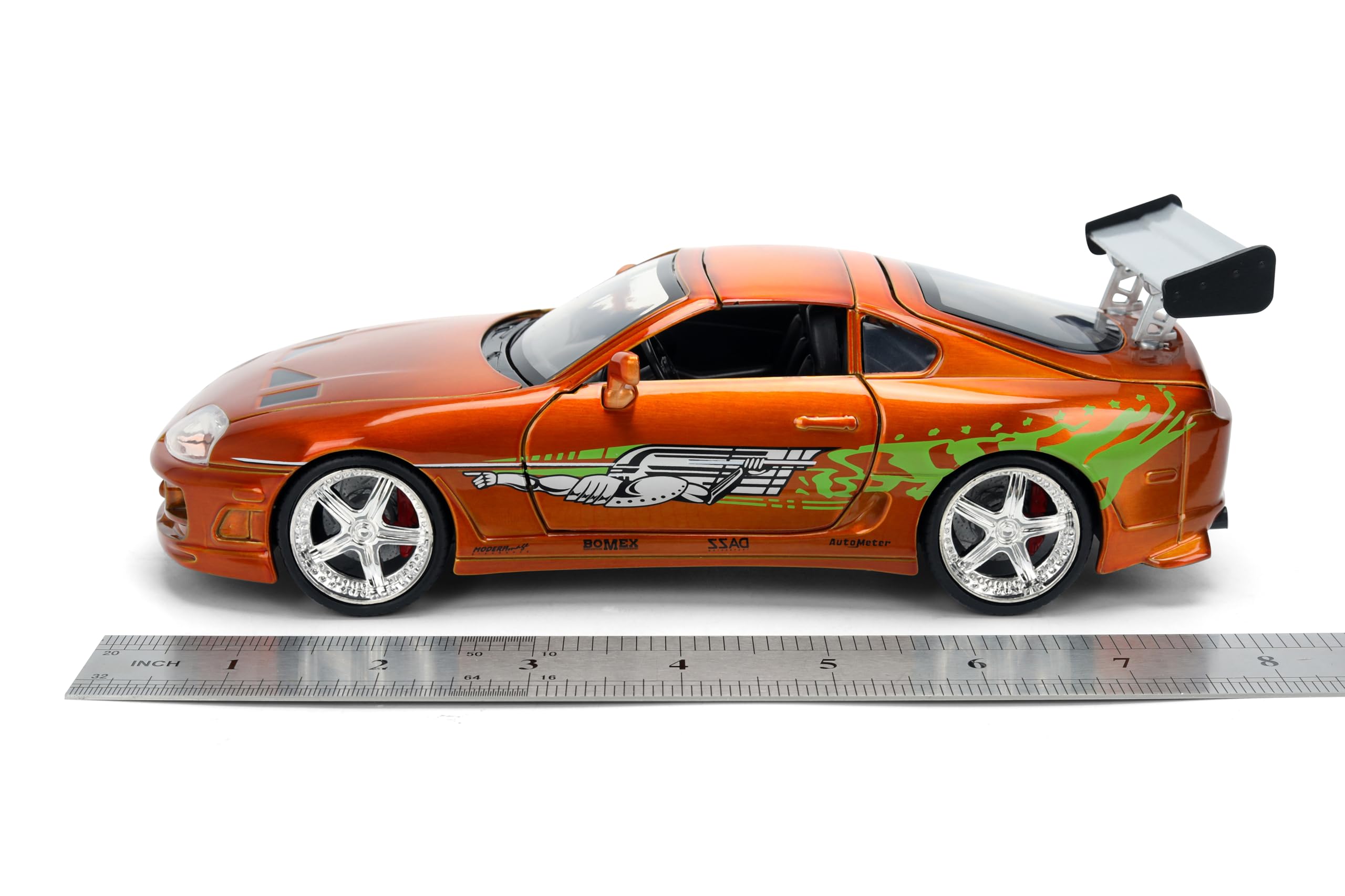 Modellino di auto pressofuso compatibile con Fast & Furious 25th Anniversary Edition 1:24 Brian's Toyota Supra in colore spazzolato di Jada