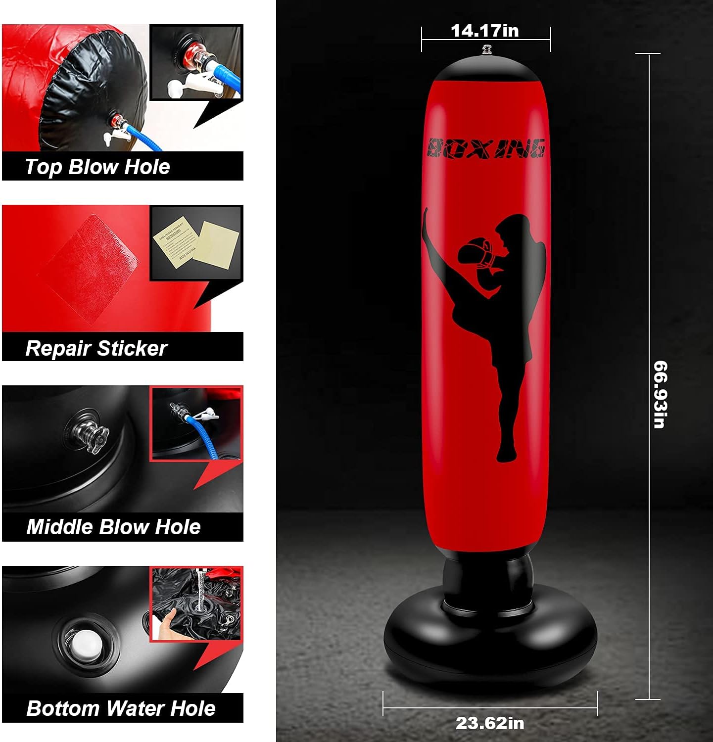 NONZERS Inflatable Kids Punching Bag, Fitness Punching Bag for Kids, Freestanding Standing Boxing Bag for Children Adults Bounce-Back Action for Play, Boxing, Karate, Anger Management : Sports & Outdoors