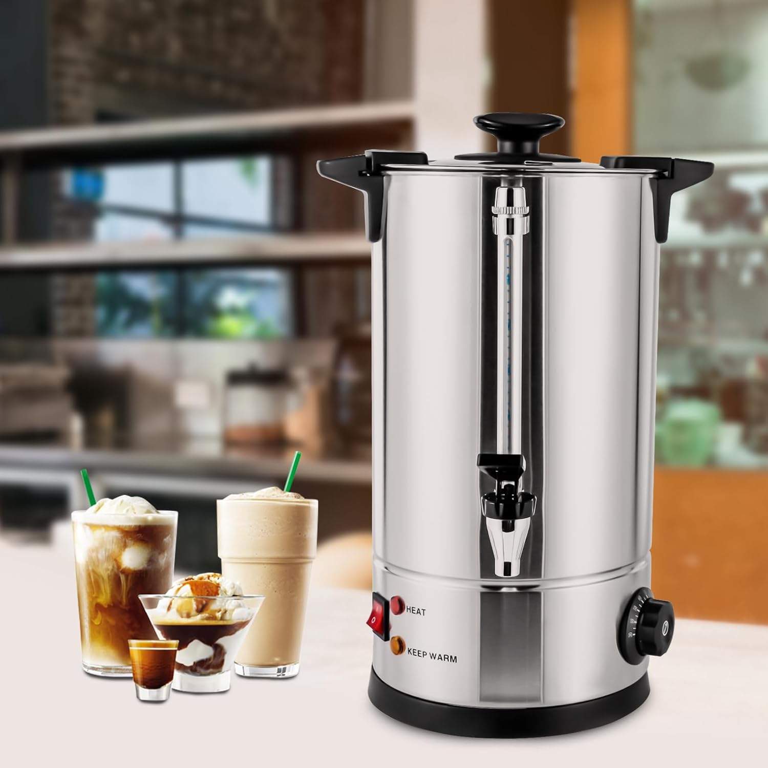 10L Large Coffee Maker, Coffee Urn with Constant, Stainless Steel Quick Brew Hot Dispenser for Meeting Rooms, School