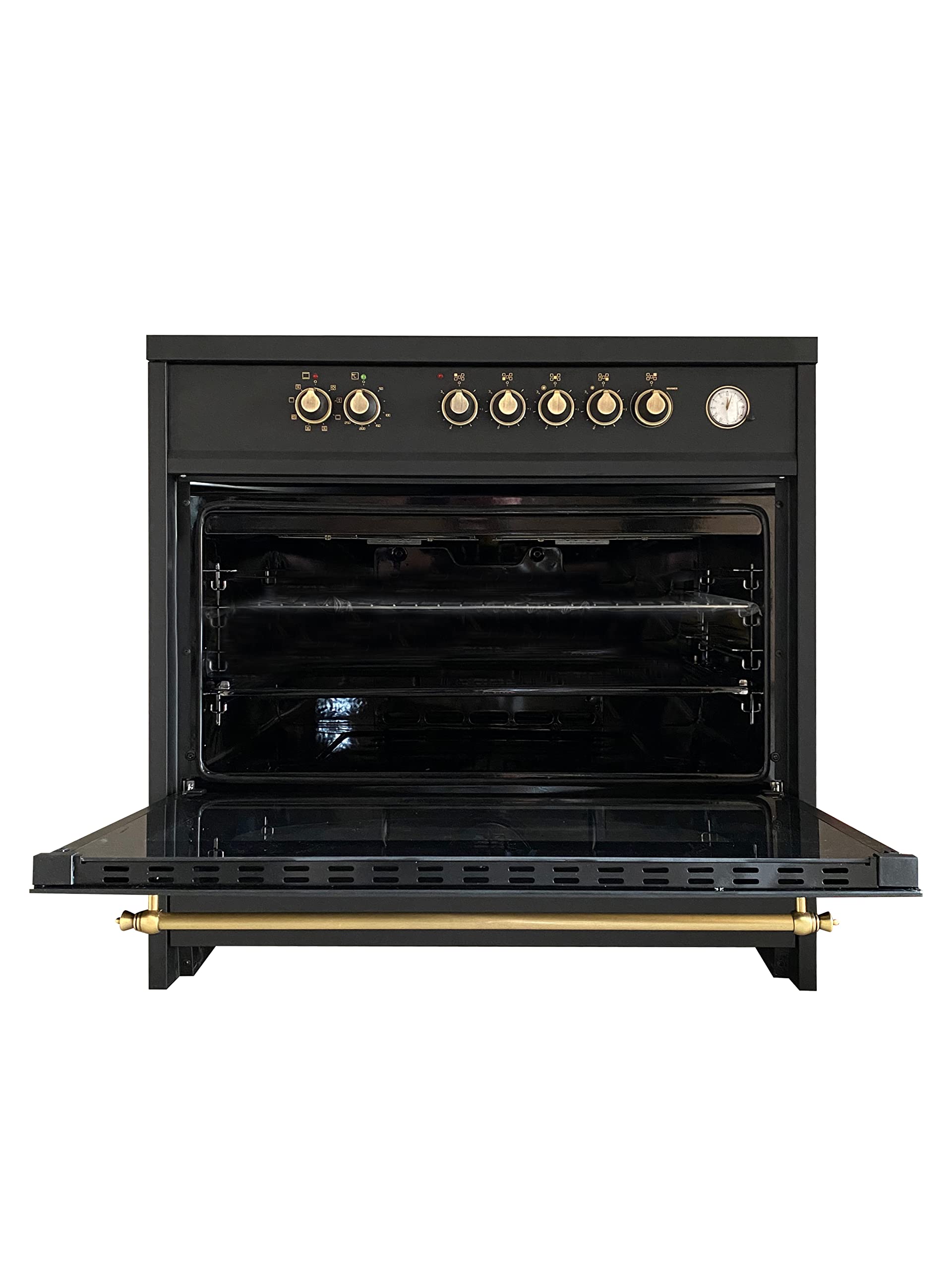 Gurari GCH E 912 BL Retro Electric Cooker 90 cm · XXL Oven 121 L Multi 8 · 5 Zone Hi-Light Ceramic Hob · Rotating Heat, Grill · German Quality
