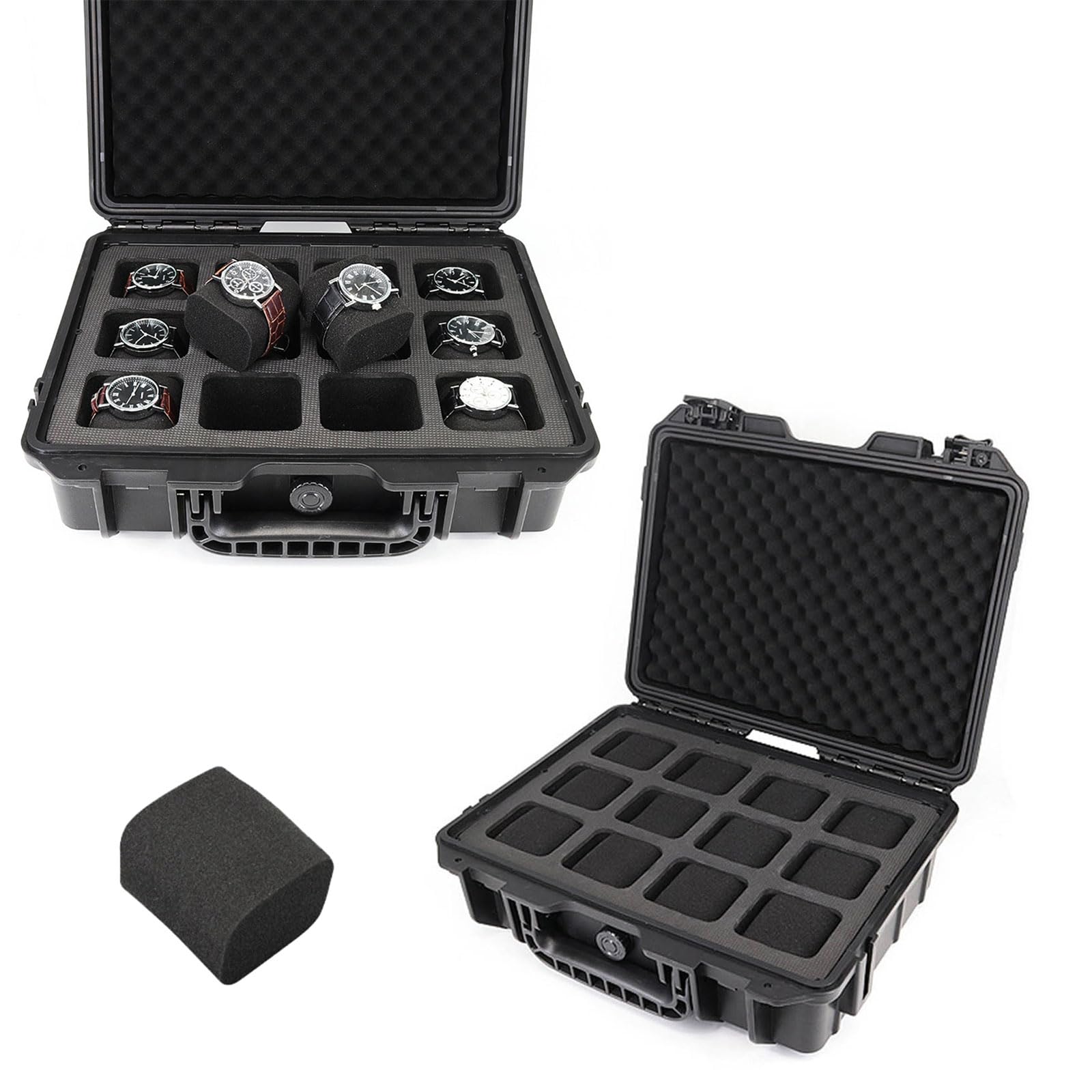 Aurgiarme Scatola per orologi portatile 2/8/12/20 slot per visualizzazione orologi custodia antiurto valigia accessori impermeabili