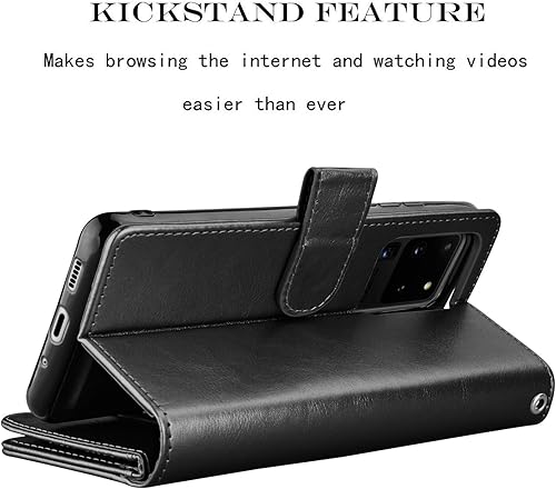 Miniatura 5 de Njjex Funda para Galaxy S20 Ultra 5G, para Samsung Galaxy S20 Ultra (6.9 pulgadas), 9 ranuras para tarjetas Funda de piel sintética para crédito de