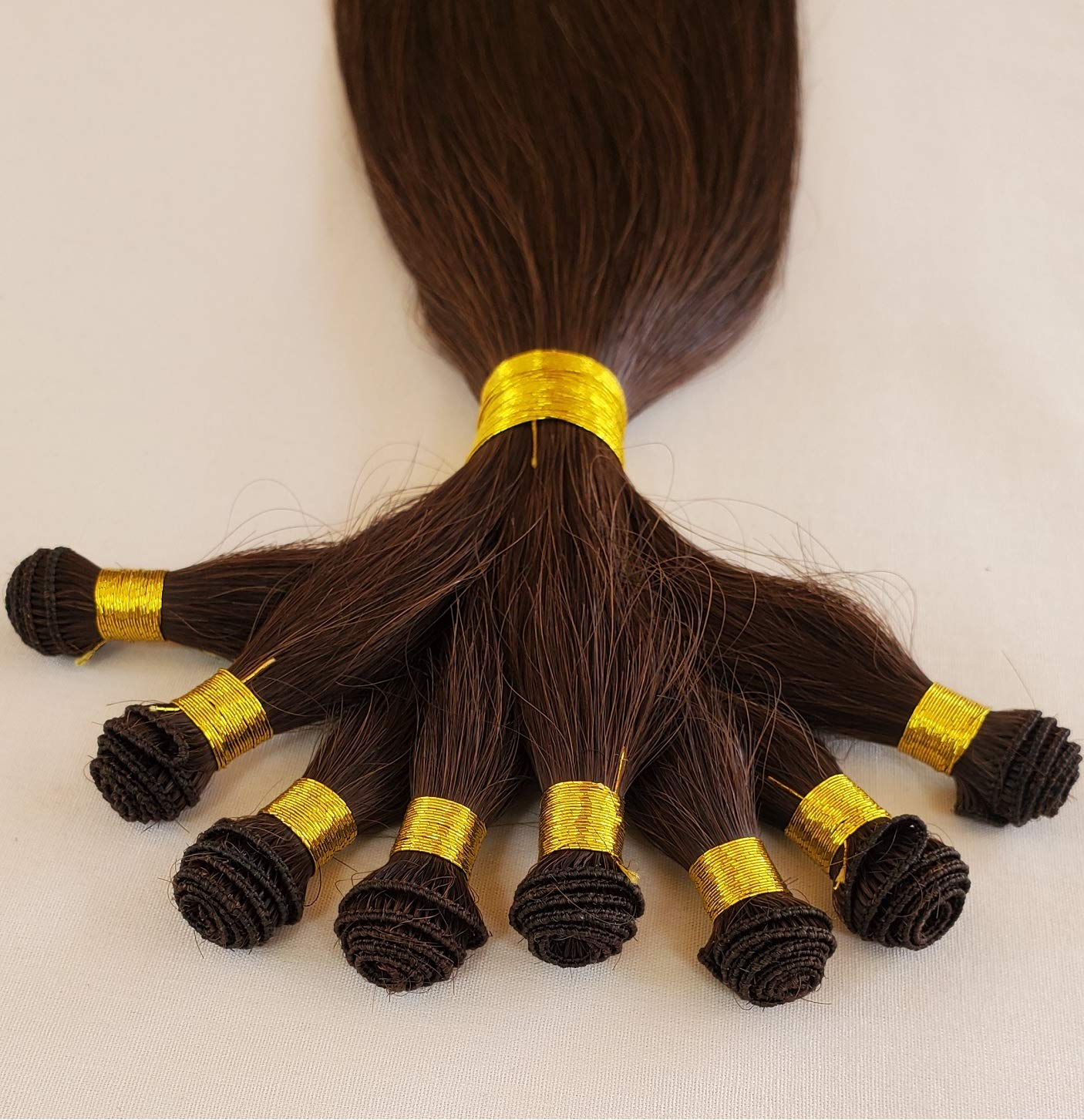 Hair Faux You 20" Hand-Tied Weft Hair, 8 Bundles, 100 grams, Soft Silky Straight,100% Human Remy Weft Hair Extensions #4 Dark Brown