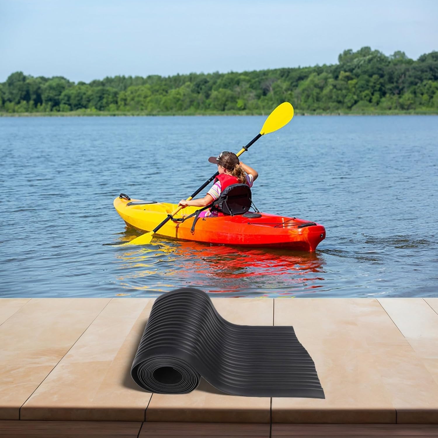 16.4ft Inflatable Boat Wear Strip Rubber Protective Strip Protective Armor For Kayaks/Canoes Rafts Speedboats Fishing Boats, Elastic Material For Chassis Protection And Puncture Prevention Black