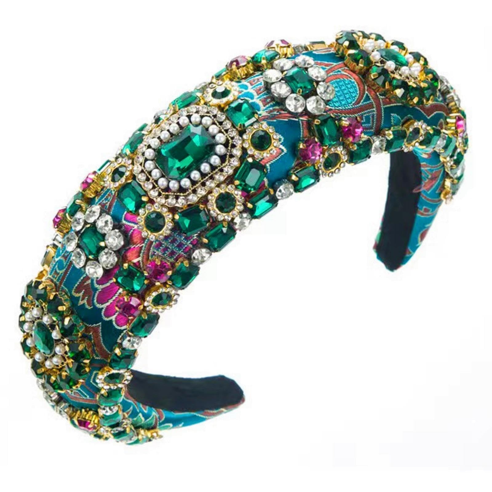 Retro Exaggerated Colorful Headband Sponge Wide Headband Ladies Rhinestone Headband Ladies Headband Crystal Handmade Jewelry Girls Hair Accessories