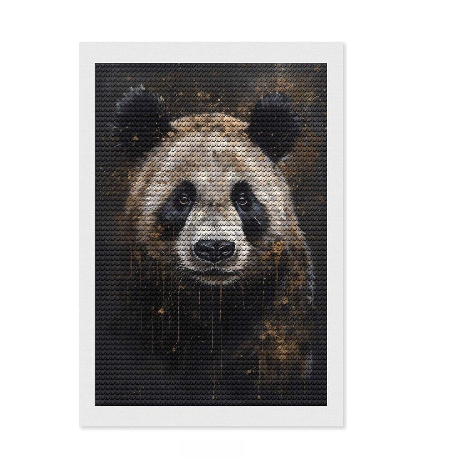 Junmoney Panda Fantasy Genre DIY Diamond Art Canvas Kit 8"x12", for Teens, Full Kit Included, Cosy Home Accent, Birthday Gift, Printed Canvas