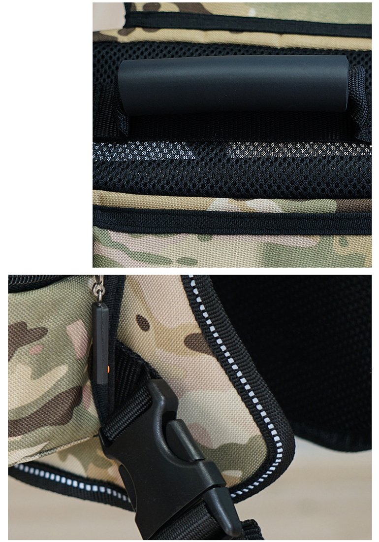 Ondoing Sac à dos pour chien Harnais de taille moyenne Grand chien pour l'extérieur Sac de selle réglable Sac réfléchissant pour la randonnée, le camping et les voyages Taille XL, camouflage rose
