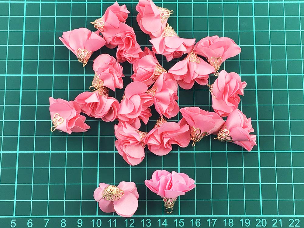 Amazon.co.jp: ファイニエ フラワー タッセル ピンク 20個 全長約25mm  