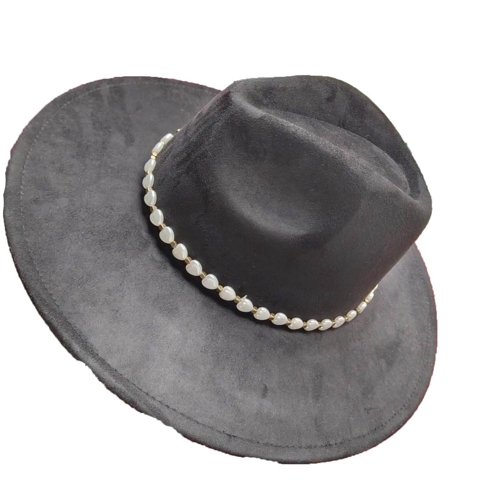 Cappello da chiesa Fedora a tesa larga in camoscio da donna per feste o matrimoni