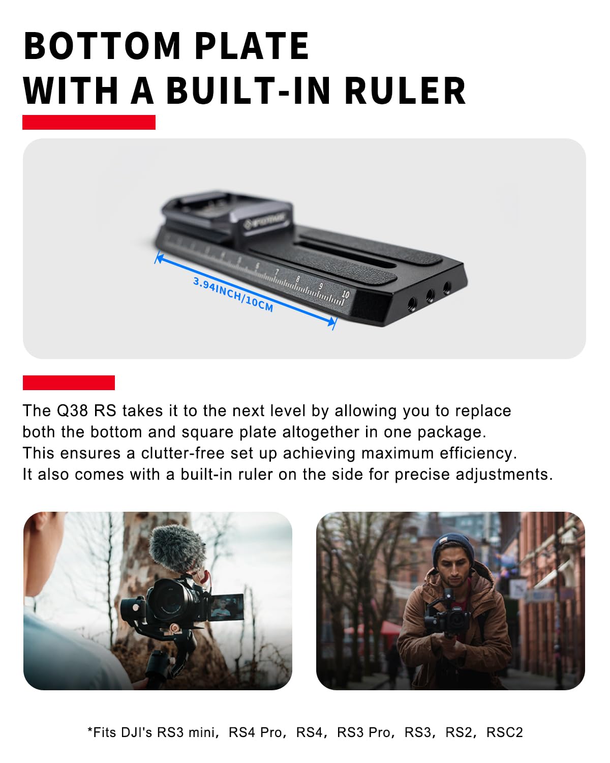 IFOOTAGE Quick Release Kit for Camera Stabilizer,DSLR,DJI's RS3 mini,RS4 Pro,RS4,RS3 ProRS3,RS2,RSC2,Q38-RS DJI QR Plate - Image 2