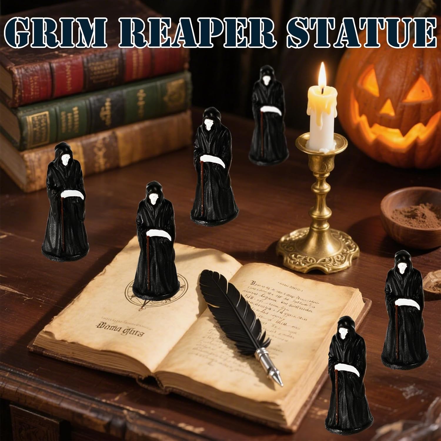 Exasinine 40 Pcs Mini Grim Reaper Figurines Halloween Horror Figurines image 4