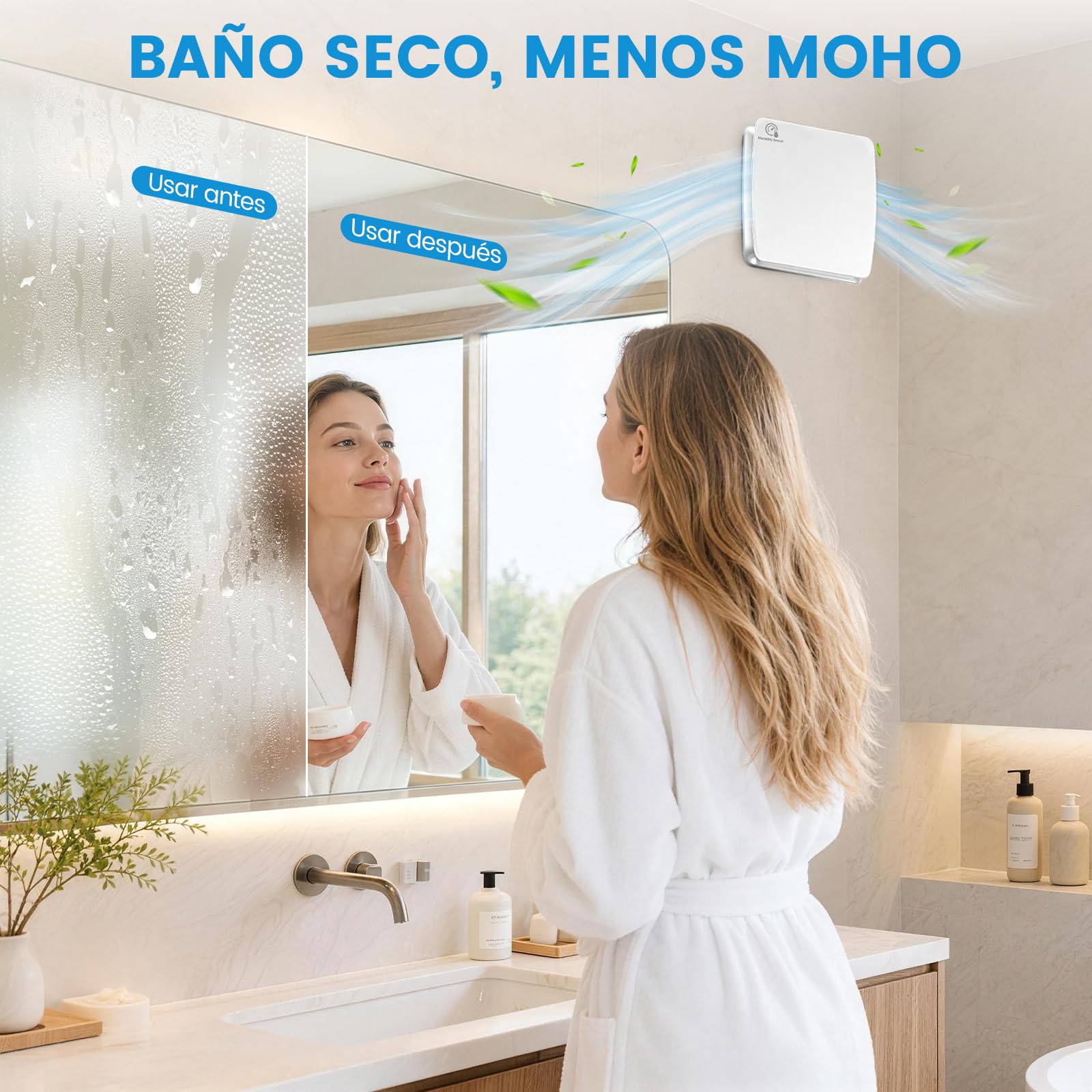 100 mm Extractor de aire silencioso de higrostato y temporizador VMC cuarto de baño | Ventilador de baño de 12 W, 95 m³/h ≤34 dB IPX4 2400 RPM, válvula antirretorno de pared o techo – WC, oficina, cocina, blanco