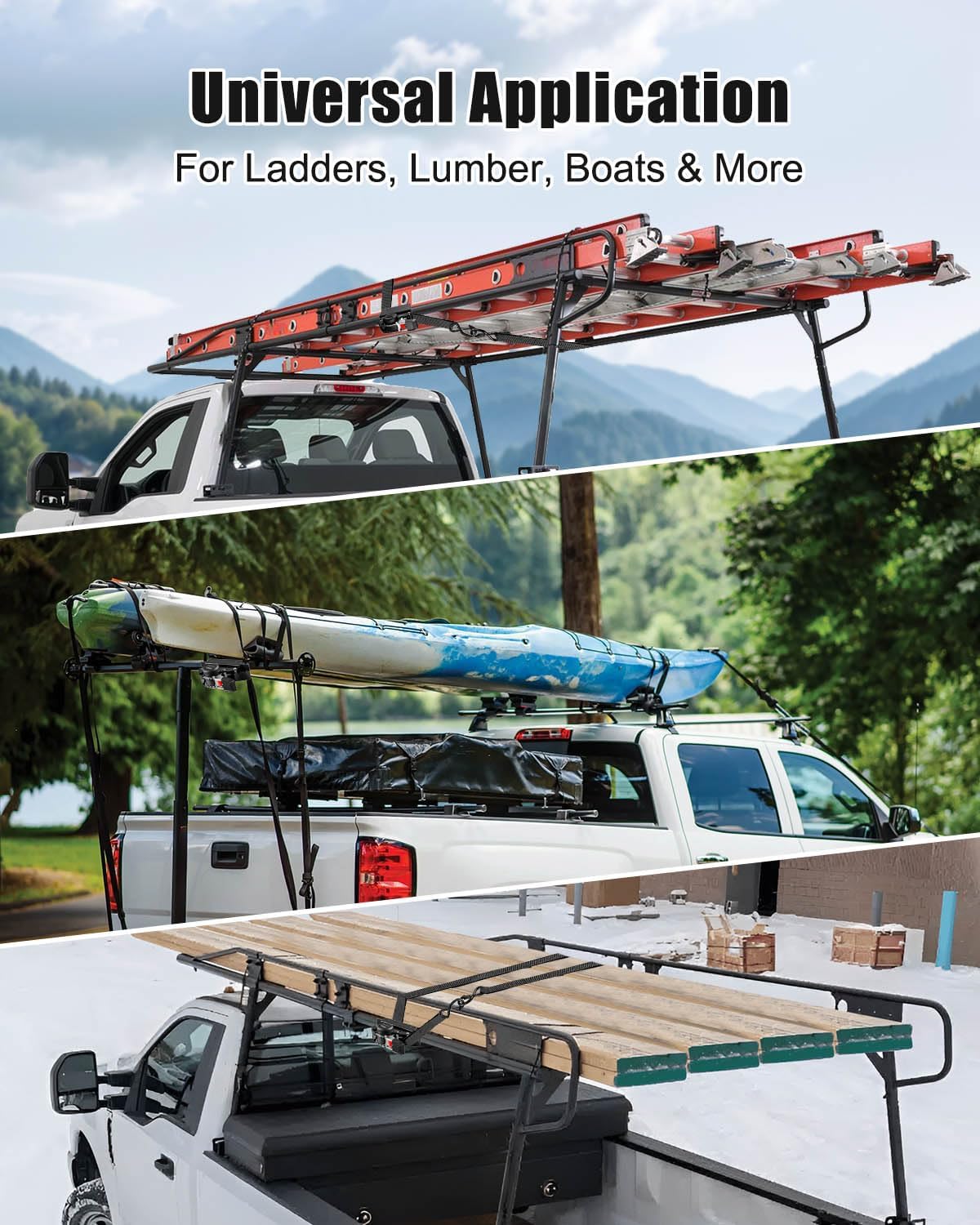 Ladder Rack Straps Tie-Down System with Double J Hooks, Heavy-Duty Retractable Ratchet Straps for Truck, Trailer, SUV, Boat, and PVC/Wood/Ladder Cargo, Fits Round Ladder Racks with 9.8 Feet Straps - Image 8