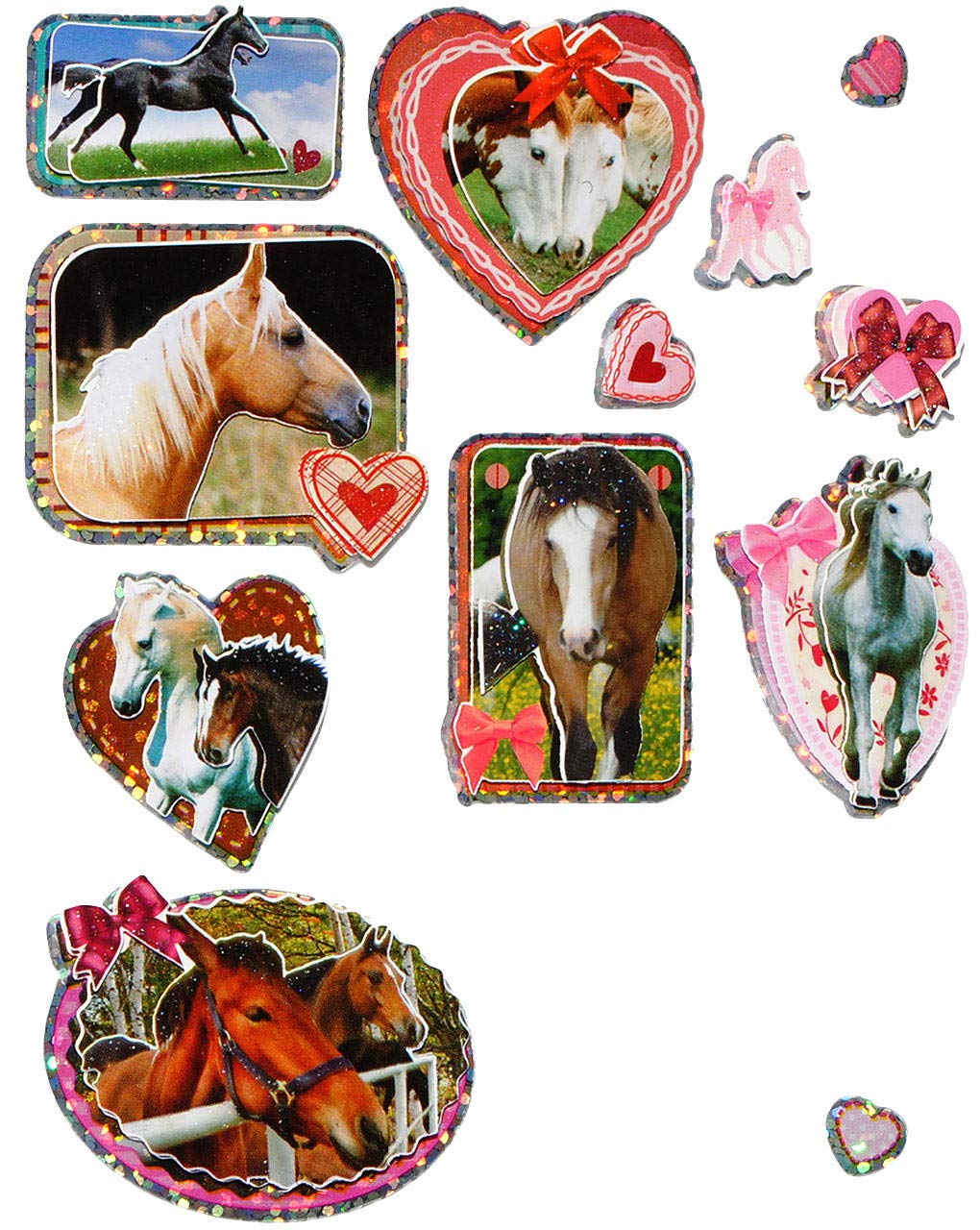 alles-meine.de GmbH 360 TLG. Set Sticker/Aufkleber - Pferde & Herzen - selbstklebend/Sammelsticker - für Mädchen pink - Stute Hengst - Araber/Pferd Fohlen Stickerset Kind..