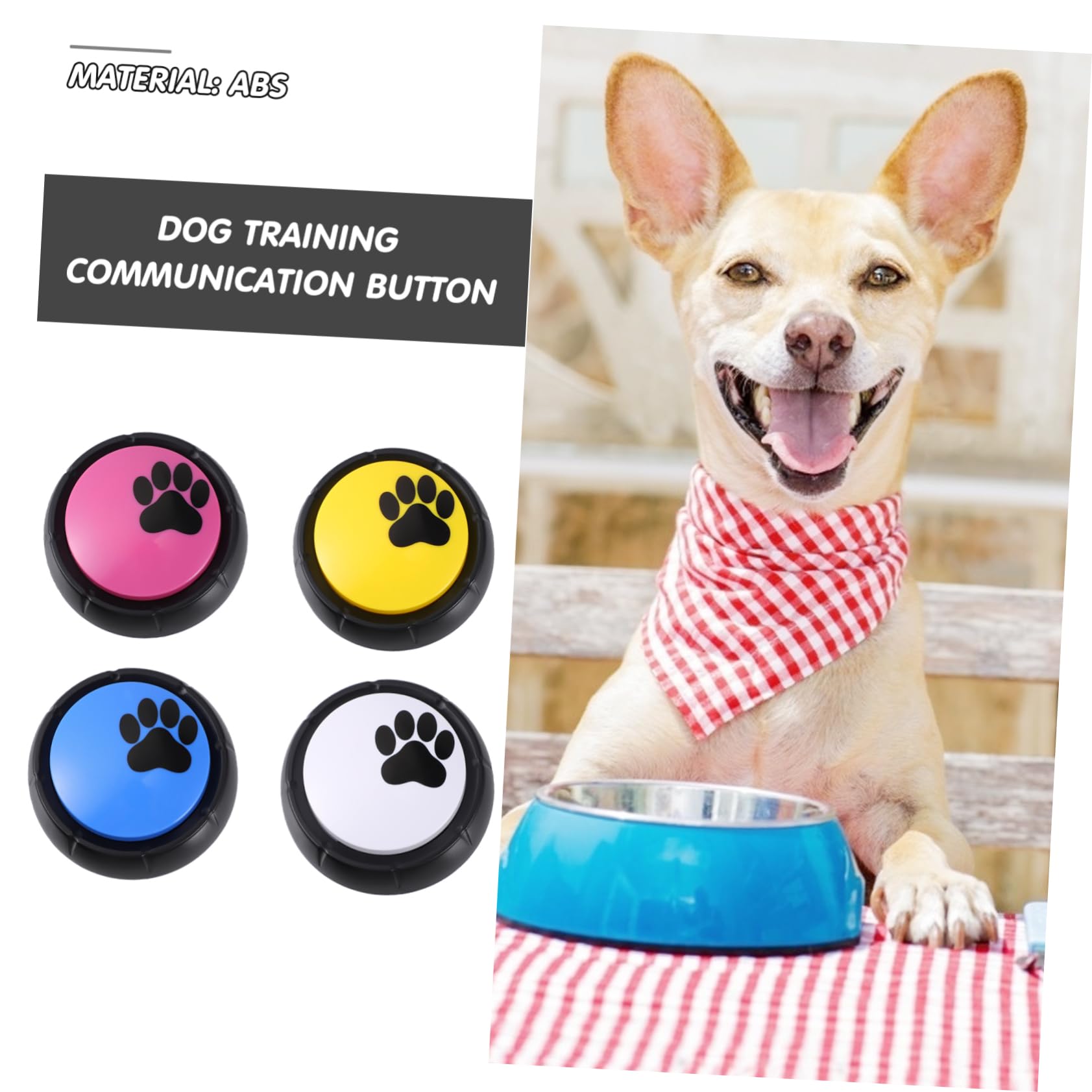 BESPORTBLE Pulsante Parlante per Cani Registrabile 4 Pezzi ABS