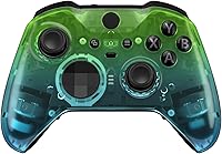 Vista 1 de eXtremeRate Gradient Translucent Green Blue Front Housing Shell Case Replacement Kit for Xbox One Elite Series 2, Xbox Elite 2 Core Controller