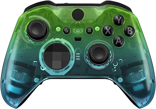 eXtremeRate Gradient Translucent Green Blue Front Housing Shell Case Replacement Kit for Xbox One Elite Series 2, Xbox Elite 2 Core Controller Model