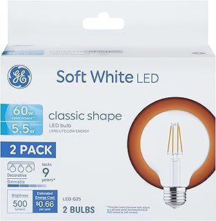 GE 60-Watt Replacement G25 Soft White Globe Bulb Light Bulbs (2-Pack)