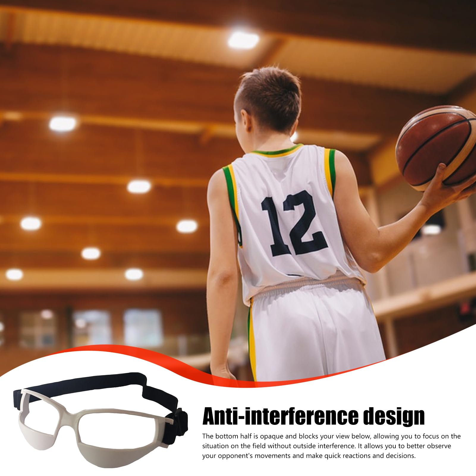 Basketballbrillen, Dribbling-Spezifikationen, professionelle Basketball-Trainingshilfe, verstellbarer elastischer Riemen, Sicherheitsbrille für Kinder, Erwachsene, Jugendliche, Golf, Rugbys, Fußball