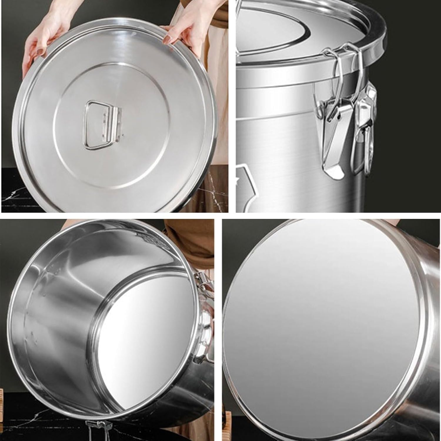 Contenitore ermetico in Acciaio Inox 316 per dispensa da Cucina | Contenitore ermetico in acciaio inossidabile 316 con coperchio sigillante, ideale per farina, caffè e alimenti secchi.