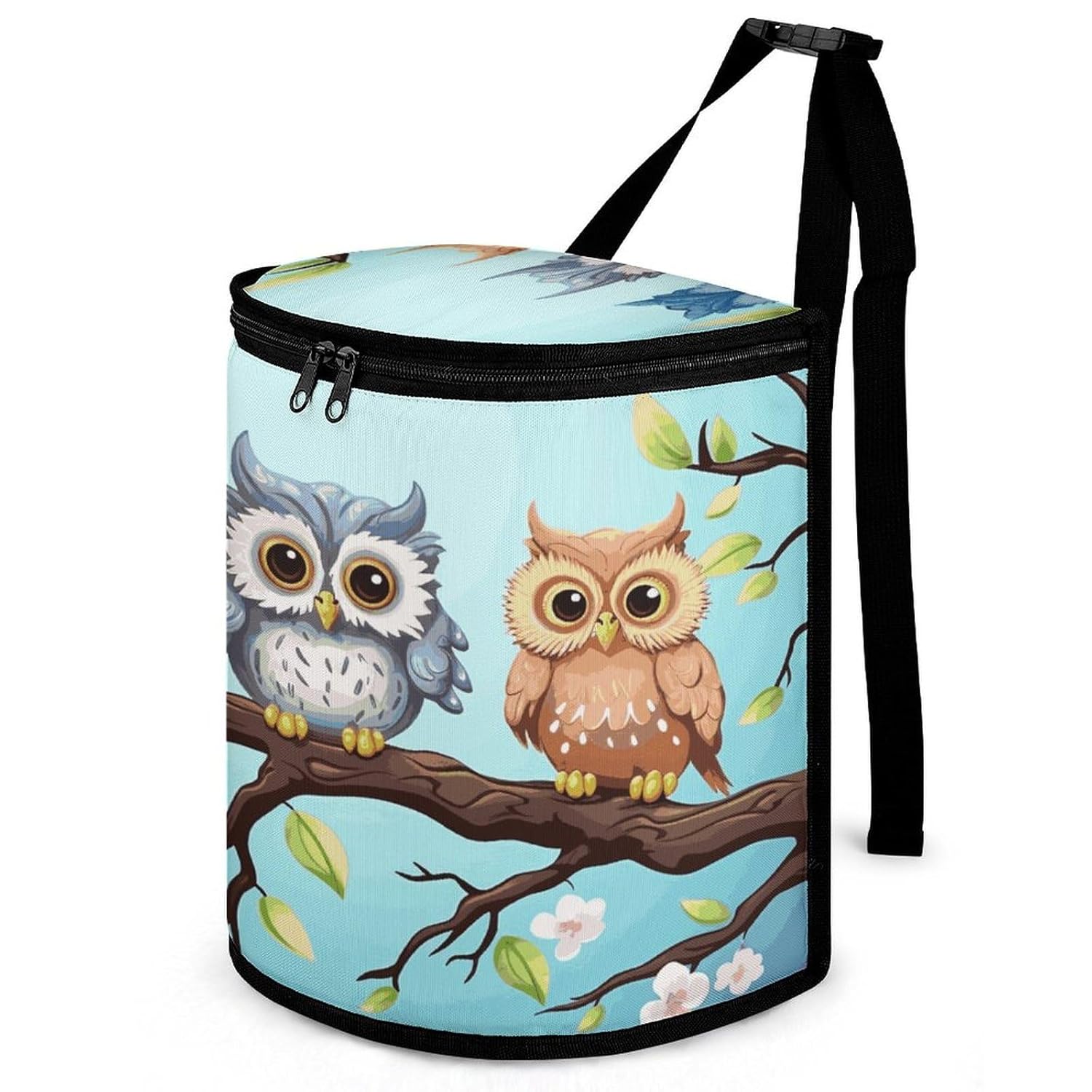Owls on A Branch Car Trash Can 5.4 Gallon Smell Proof Hanging Car Garbage Bag with Lid Multipurpose Vehicle Garbage Organizer Cars Trash Bag for Outdoor Travel Home Use