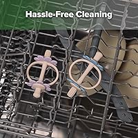 Vista 8 de haakaa Mordedor de silicona de doble flor, extremo en forma de pezón para masaje de encías, cabezal de cepillo de dientes de bebé de 360°