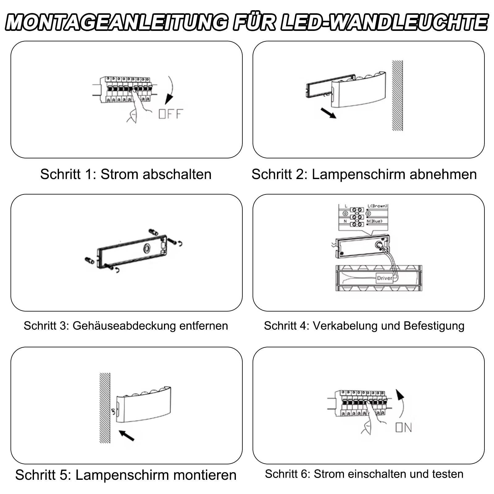 4PCS LED Wandlampe für Innen und Außen - 3000K IP65 Wasserdicht Wandlampe mit 8 Lichtquellen, 12W Aluminium LED Lampe, Wandleuchten, Up and Down Leuchten Innen, Garten, Flur, Balkon, Treppenhaus