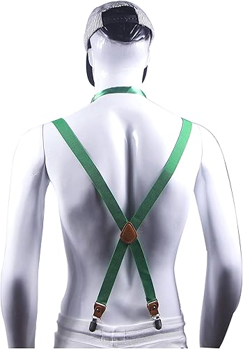 Miniatura 3 de Tirantes para hombre y mujer, conjunto de corbatín en X para bodas y eventos formales con tirantes elásticos de 1 pulgada de ancho