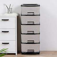 Amazon Basics Plastic 5 Rack Multipurpose Modular Drawer Storage Rack | Kitchen & Home Essentials Organizer Storage Box...