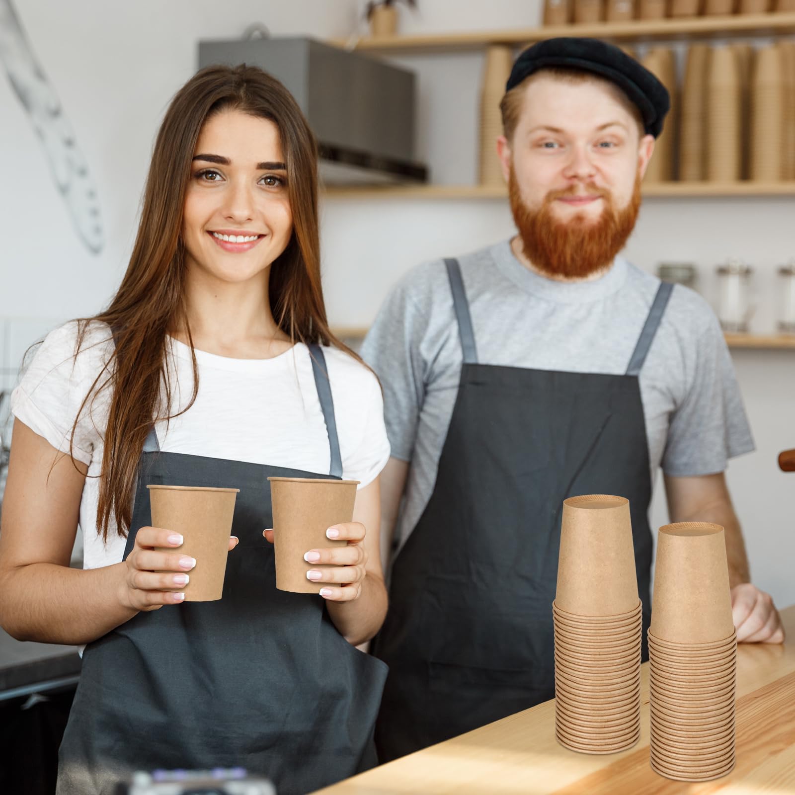 Maxcheck 1000 Packs Kraft Paper Cups, Disposable Coffee Cup Unbleached Paper Cups Brown Disposable Cups for Hot Cold Beverage Drinking Cups Office Home Party(8 oz)