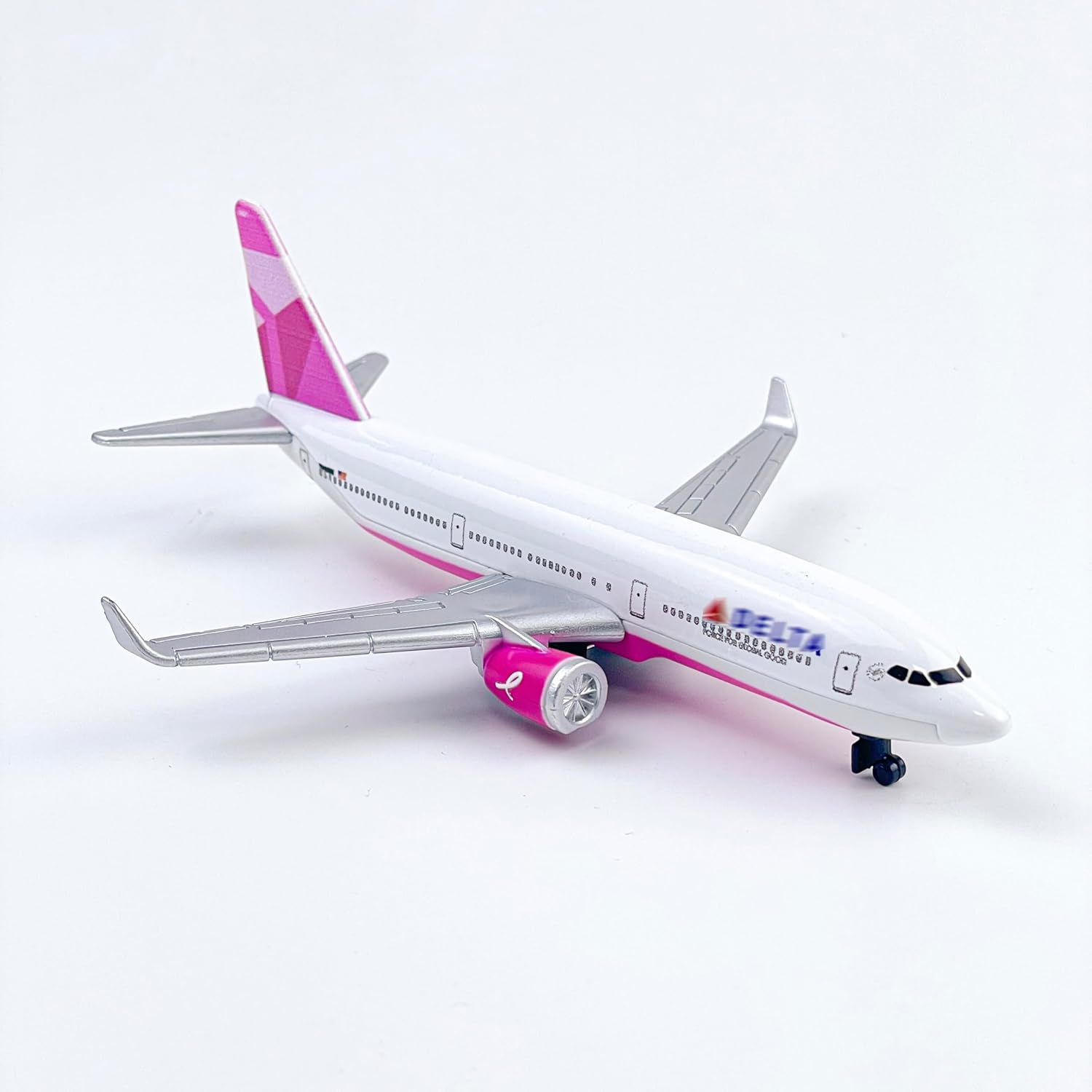 Airplane Model, Delta Pink Aircraft Die-cast Metal Planes Suitable for Collection and Desktop Decor