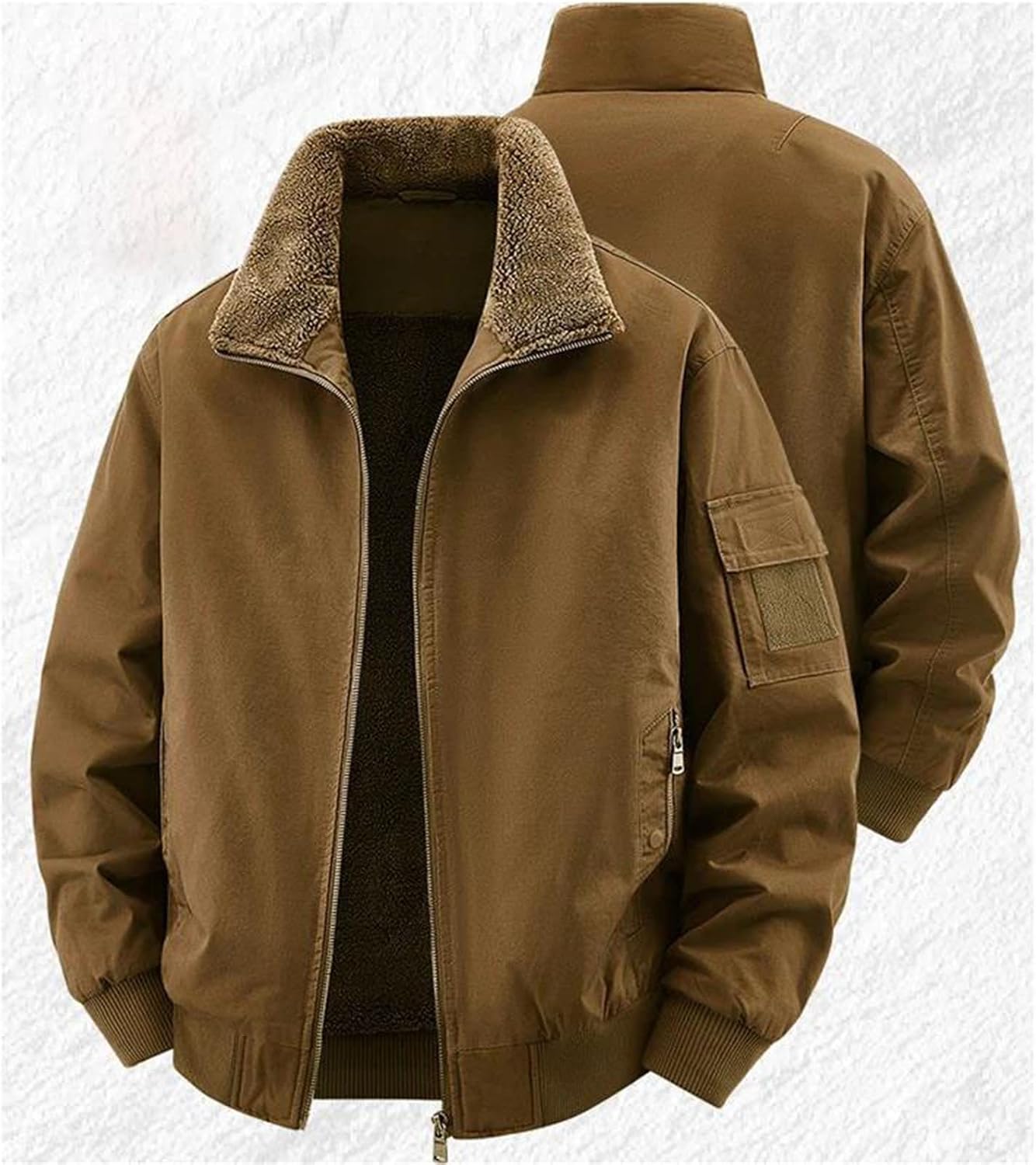 Men's Cotton Padded Bomber Jacket Lightweight Warm Outdoor Parka Slim Fit Stand Collar Winter Casual Coat