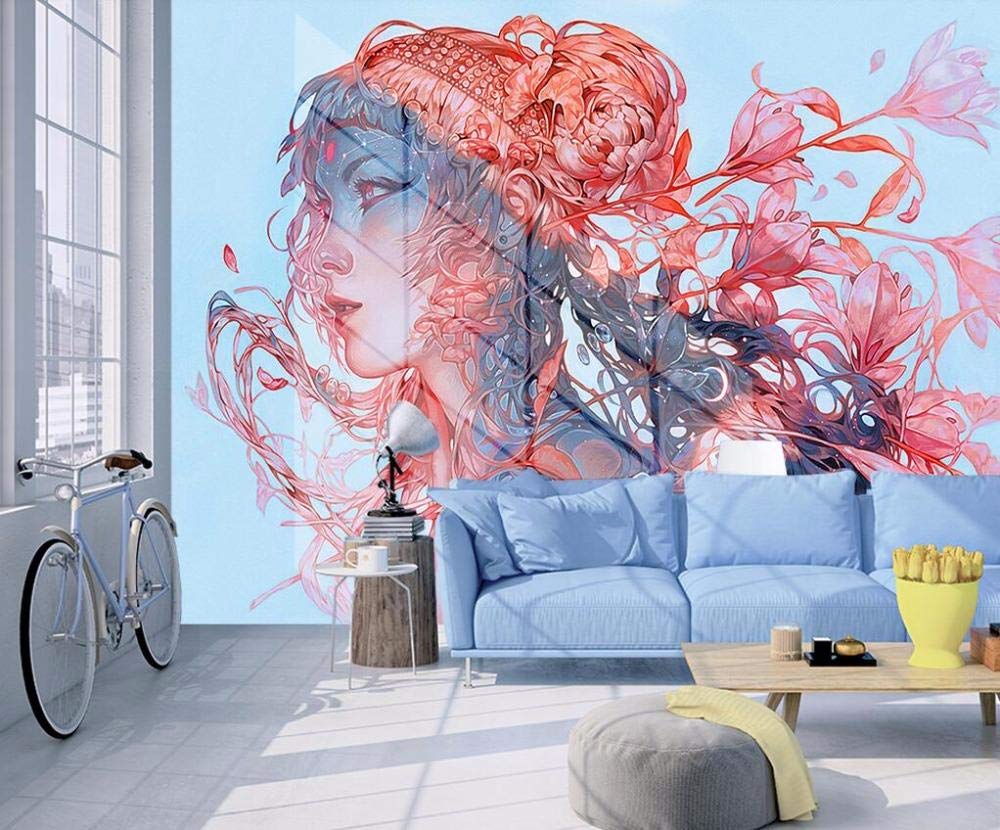 Papier peint mural 3d rose fleur salon scandinave deco murale personnalisee 250x175
