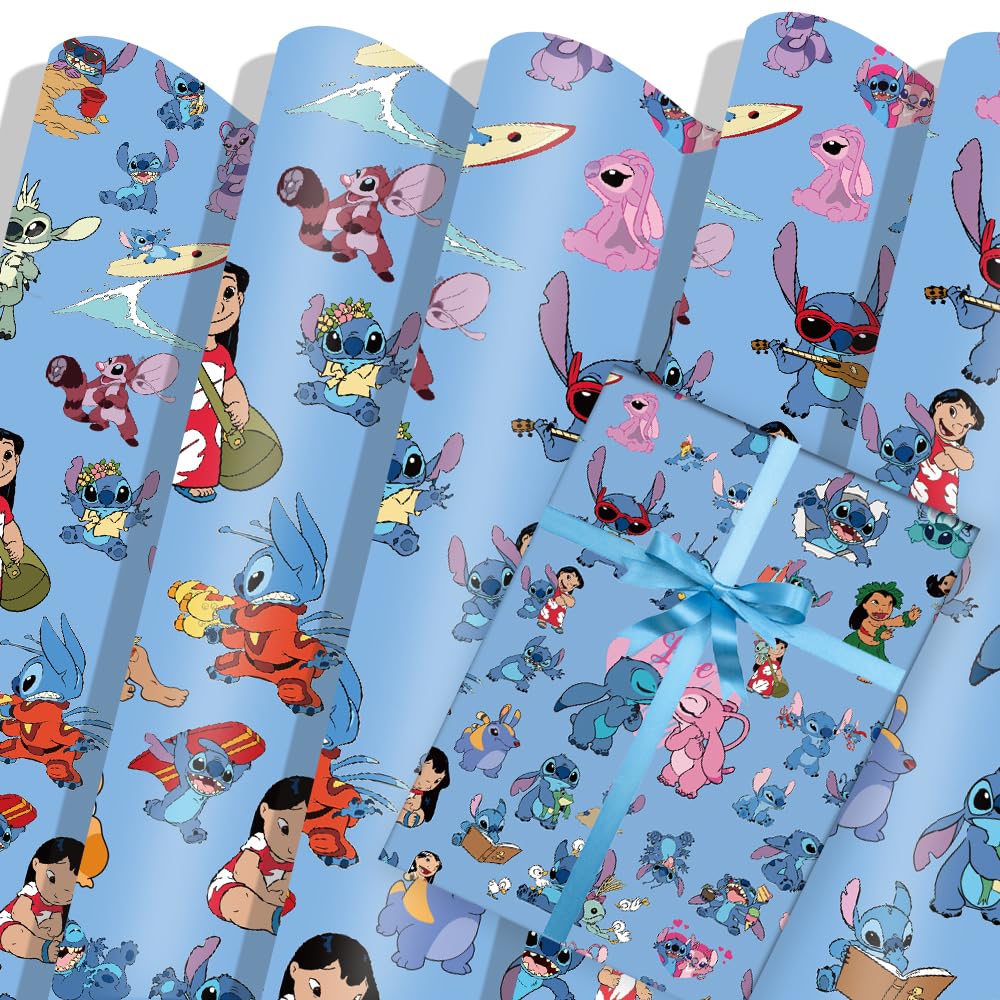 6 Sheets Wrapping Paper Birthday (Size 70cm X 50cm), Gift Wrap Perfect for Kids Birthday Party or Christmas