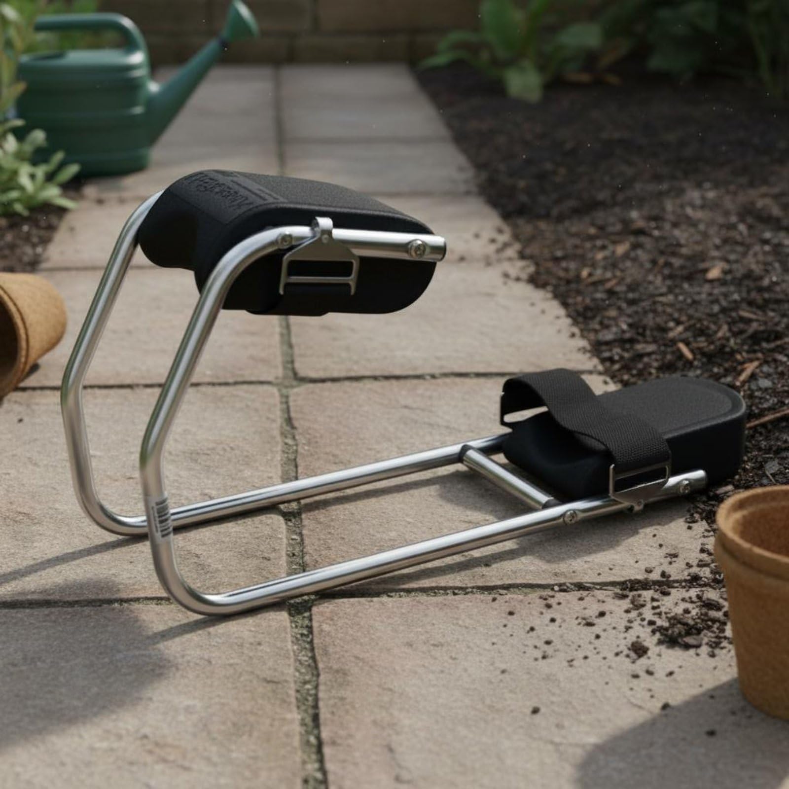 Homyl Ginocchiera da Giardino Sgabello Sedile con Struttura in Acciaio Inox E Superficie Imbottita 2 in 1 per Piantare Diserbare Potare Adatta a Anziani Orto Cortile Prato