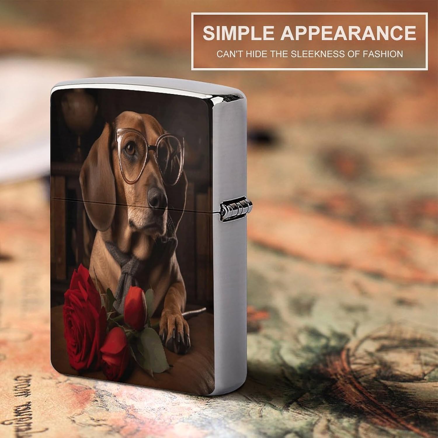 Dog Holding A Rose Lighter Case Cover Holder Lighter Sleeve