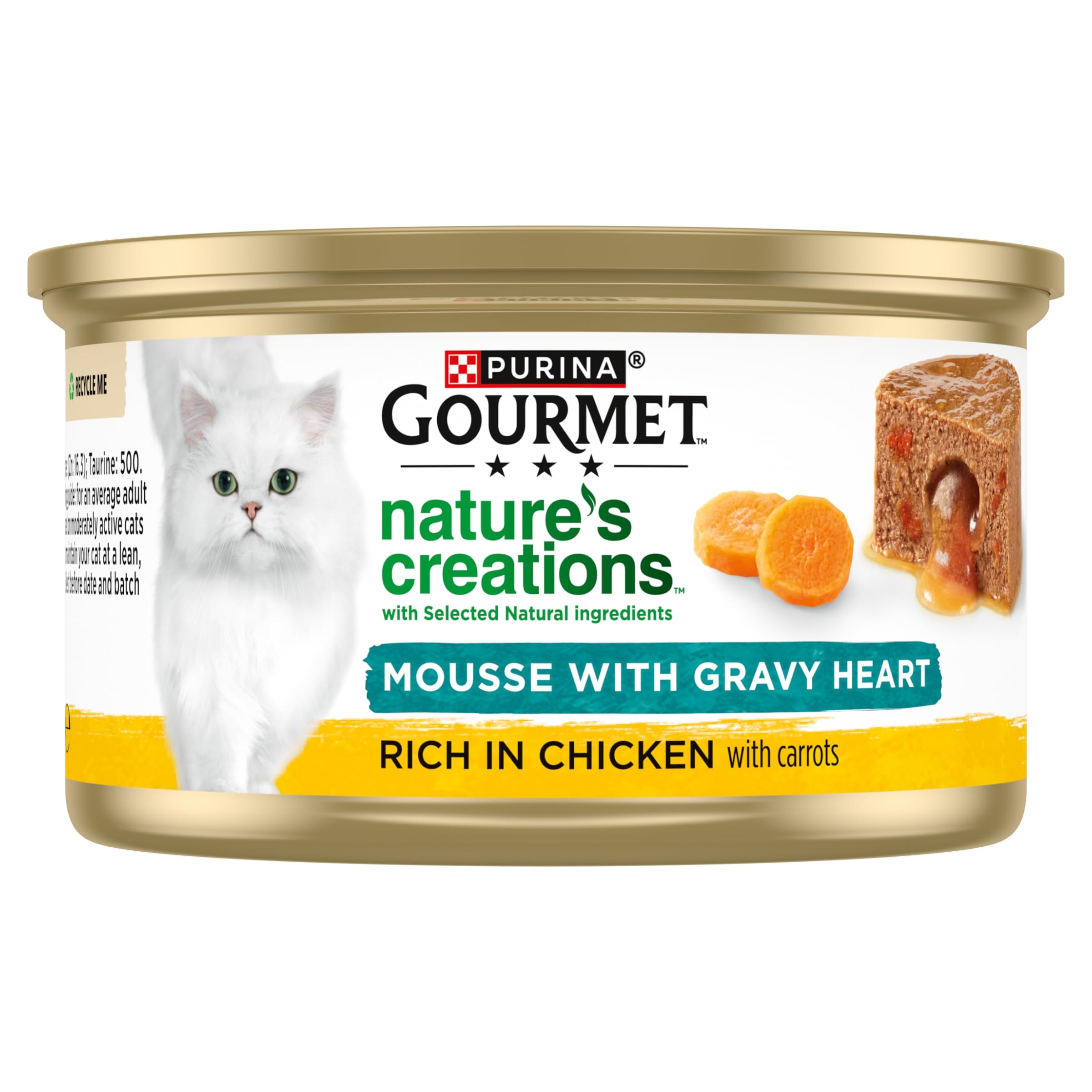 GOURMET Nature's Creations Mousse with Gravy Heart, Rich in Chicken with Carrots, Wet Cat Food, 85g (pack of 12)