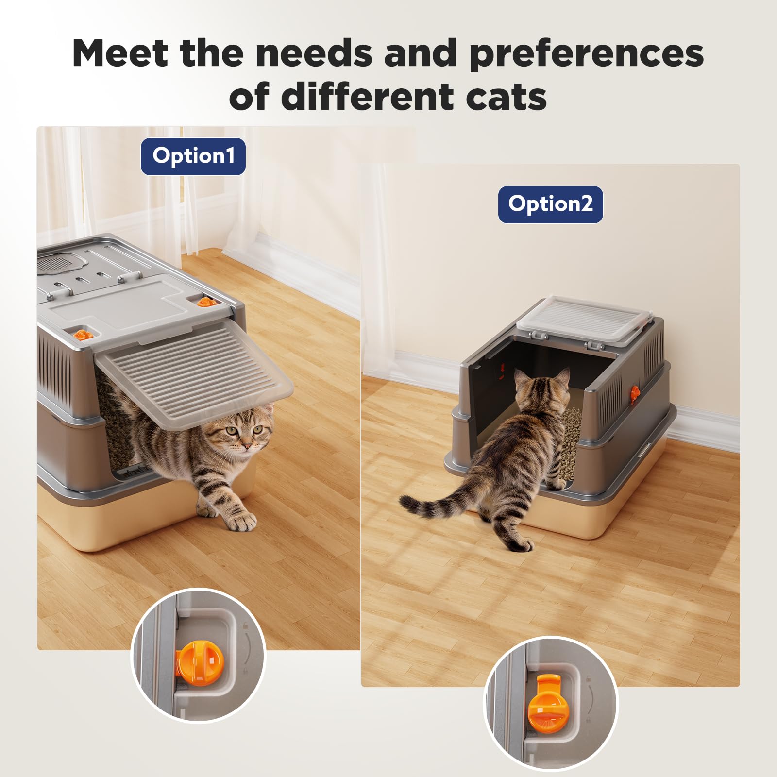 FURTIME Pequeña caja de arena cerrada de acero inoxidable con tapa para gatitos | Caja de arena de metal para gatos pequeños, caja para gatos con caja de alta cara y cuchara, sin olor, antifugas, color gris