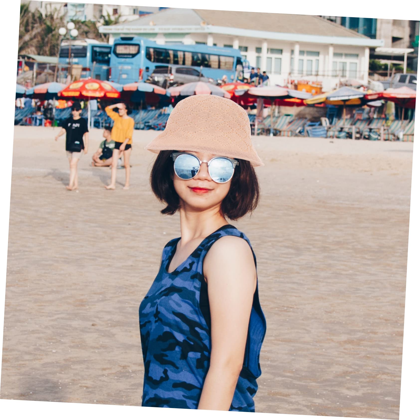 GALPADA Fisherman's Hat for Men Women Girls Big Beach Hat Wide Brim Sun Protection Beige