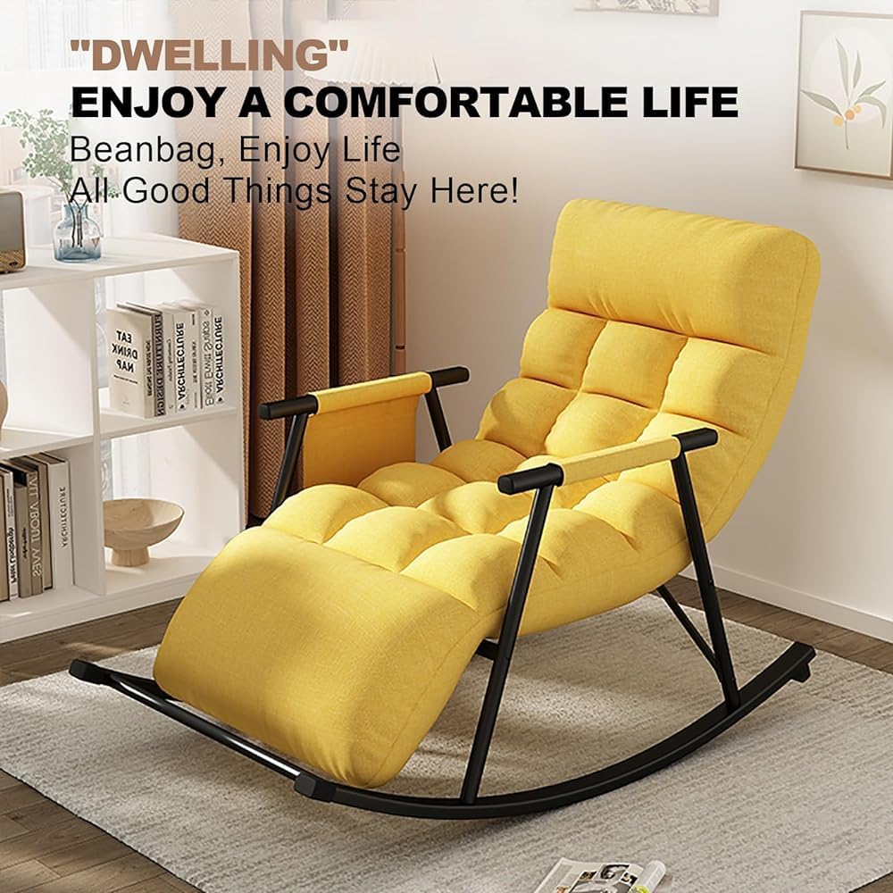 Silla acolchada Extra Grande de gravedad Cero mecedora para exteriores Silla de salón Ajustable resistente con respaldo Ajustable (Orange Color Golden Legs)