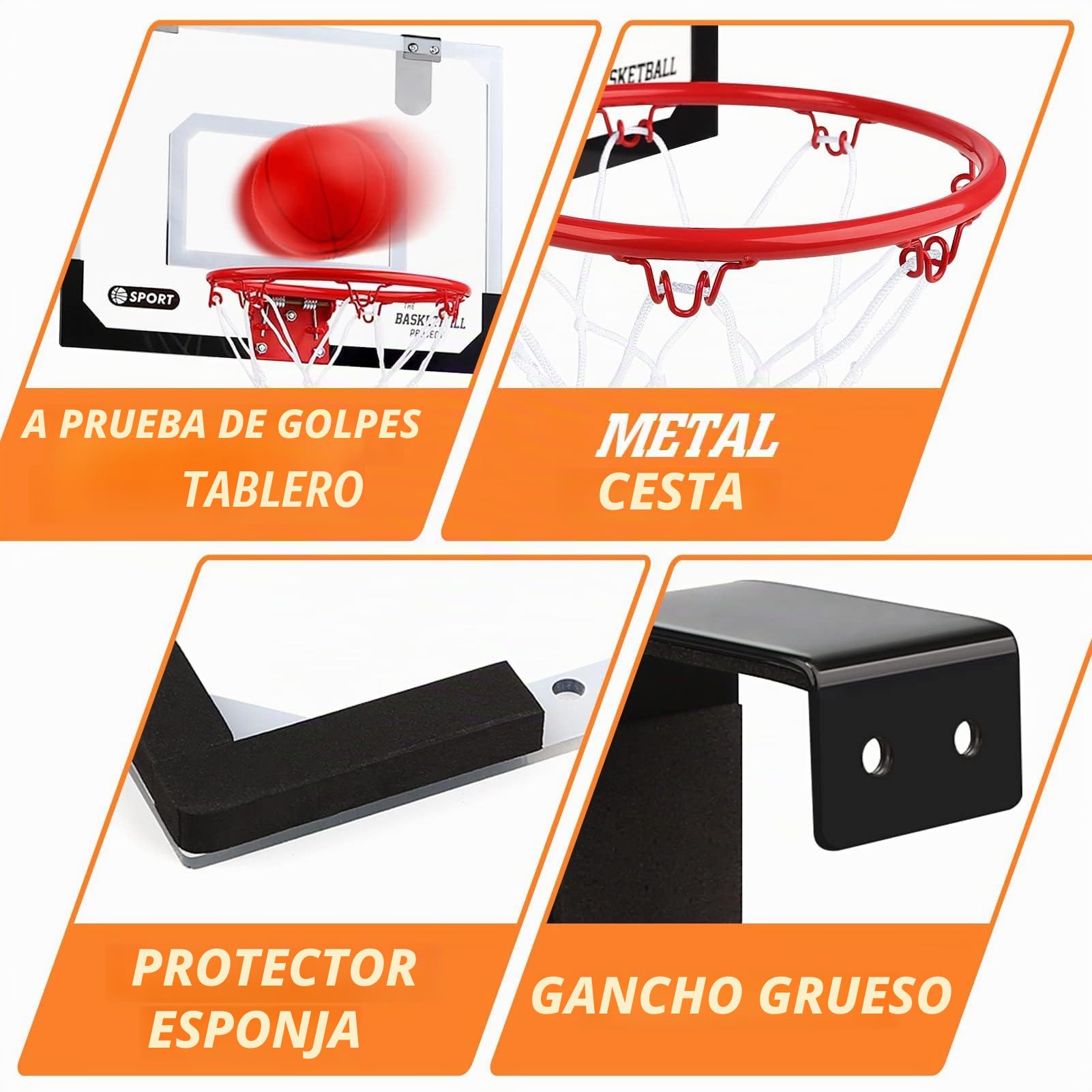 Dreamon - Mini Cesta de Baloncesto Infantil Interior, Cesta de Baloncesto de Pared, Oficina, Sala de Accesorios, Juguetes Deportivos para niño