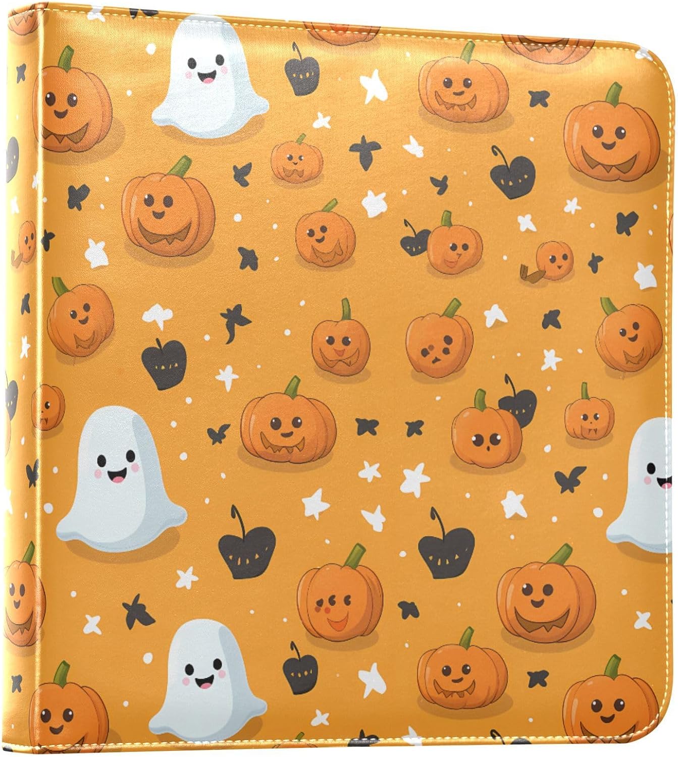 JIPONI Cute Ghost Pumpkins Large Photo Album, DIY Leather Cover Scrapbook Albums for 4x6 5x7 6x8 Pictures, Self Adhesive Memory Book for Wedding, Baby, Family